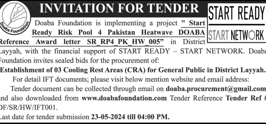 Procurement Establishment of Cooling Rest Area (CRA) for General Public, District Layyah and Tehsil Chobara