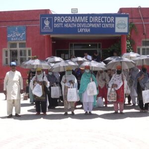 Provision of Heatwave prevention Kits to Lady Health Worker having excessive exposure to sunlight in UHI, printed with messages in District Layyah Punjab Pakistan