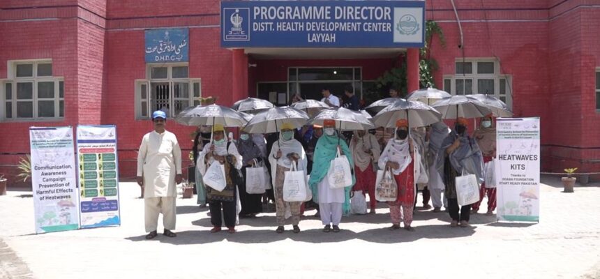 Provision of Heatwave prevention Kits to Lady Health Worker having excessive exposure to sunlight in UHI, printed with messages in District Layyah Punjab Pakistan