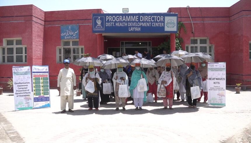 Provision of Heatwave prevention Kits to Lady Health Worker having excessive exposure to sunlight in UHI, printed with messages in District Layyah Punjab Pakistan