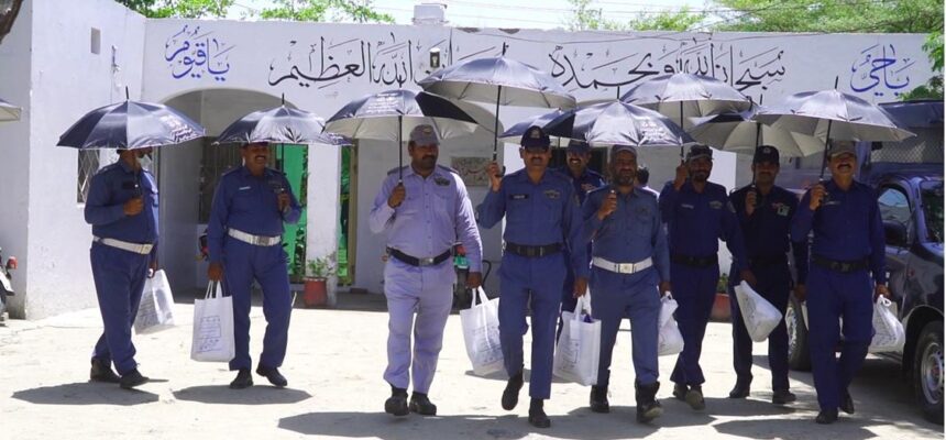 Provision of Heatwave prevention Kits to Traffic Police Field Worker having excessive exposure to sunlight in UHI, printed with messages in District Layyah