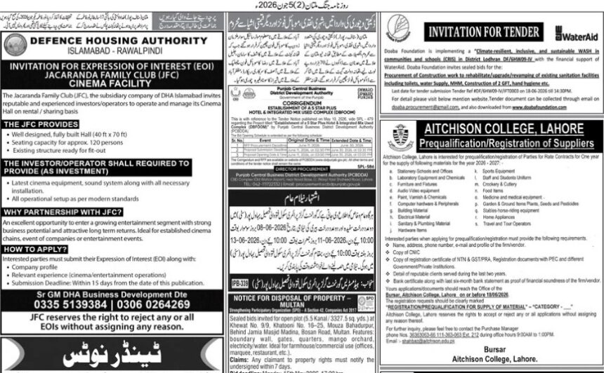 Tender Ref #DF/WAP/6HW09-IV/IFT0003-Procurement of Construction work to rehabilitate/upgrade/revamping of existing sanitation facilities including toilets, water Supply, MHM, Construction of 2 GFT, hand hygiene